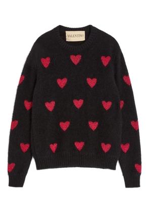 Valentino Garavani heart-patterned v-neck sweater - Black