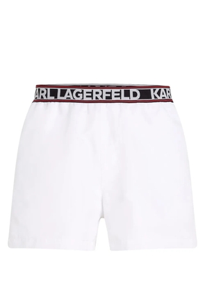 Karl Lagerfeld Essential logo-print swim shorts - White