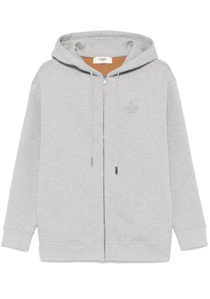 FENDI logo-embroidered hoodie - Grey