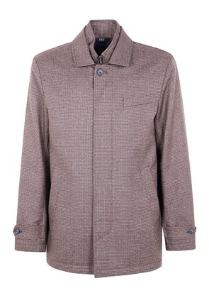 Fay houndstooth button-fastening jacket - Brown