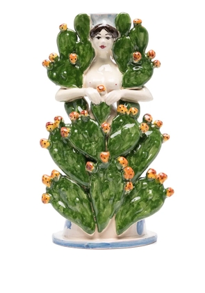 Les-Ottomans sculpted ceramic candleholder (25cm x 15cm) - Green