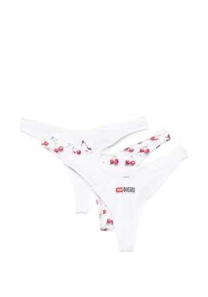 Diesel cherry-print thongs (set of three) - White