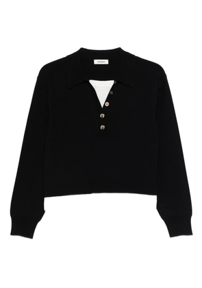 SANDRO polo-collar button-embellishment sweater - Blue