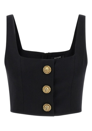 Balmain button-fastening cropped top - Black