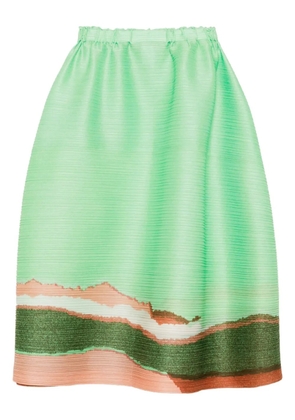Pleats Please Issey Miyake Grainy Color printed midi skirt - Green