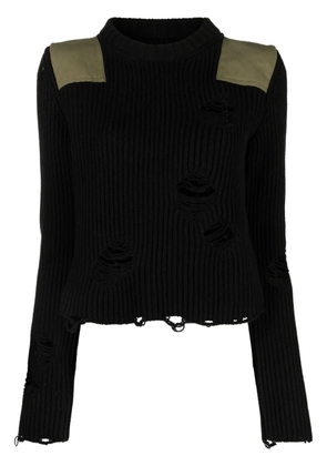 MM6 Maison Margiela distressed ribbed jumper - Black