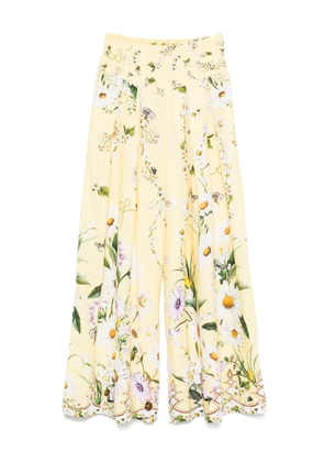 Camilla floral-print wide-leg trousers - Grey