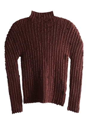 Issey Miyake High-neck textured top - Brown