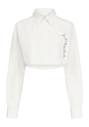 AREA crystal-embellished cropped shirt - White