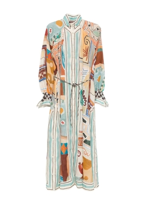 ALEMAIS printed-design midi shirt dress - Blue