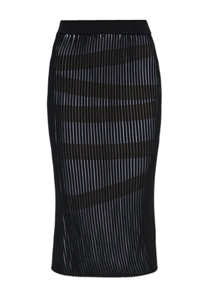 Issey Miyake striped slit skirt - Black
