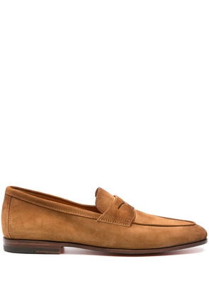 Santoni penny-slot suede loafers - Brown