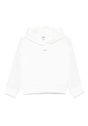 DKNY logo-appliqué cropped hoodie - White
