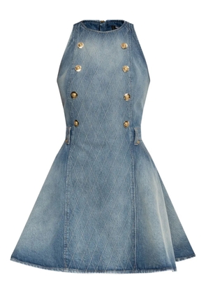 Balmain button-embellished denim dress - Blue