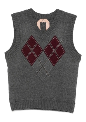 Nº21 stud-embellished argyle-knit vest - Grey