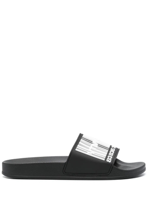 VTMNTS barcode-print appliqué-logo slides - Black