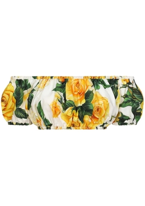 Dolce & Gabbana floral-print cropped top - White