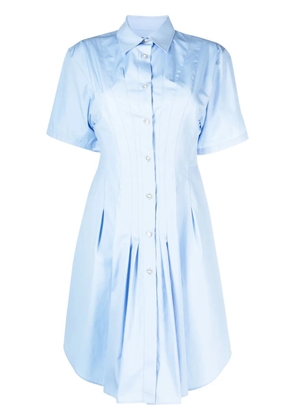 Marni pleat-detailing flared cotton shirtdress - Blue