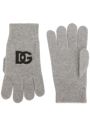 Dolce & Gabbana logo-intarsia cashmere gloves - Grey