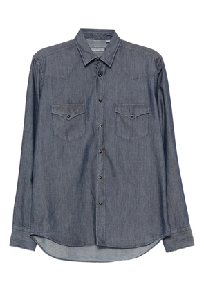 Canali long-sleeved denim shirt - Blue