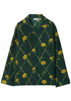 Burberry dandelion-print silk pyjama shirt - Green