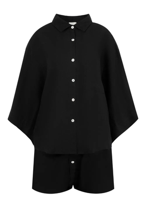 Deiji Studios button-front wide-sleeve shirt and shorts set - Black