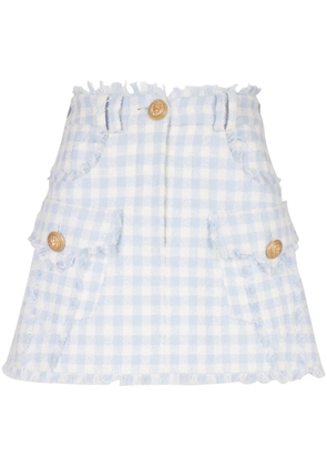 Balmain gingham-pattern A-line miniskirt - Blue