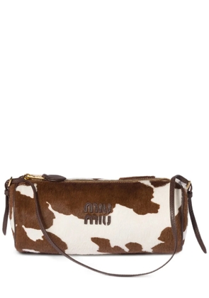 Miu Miu embroidered-logo shoulder bag - Brown
