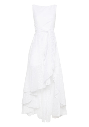 Talbot Runhof draped asymmetric maxi dress - White