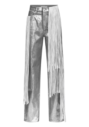 AREA metallic fringed straight-leg jeans - Silver