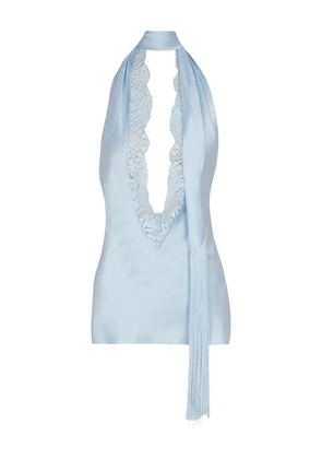 Balmain silk halterneck top - Blue