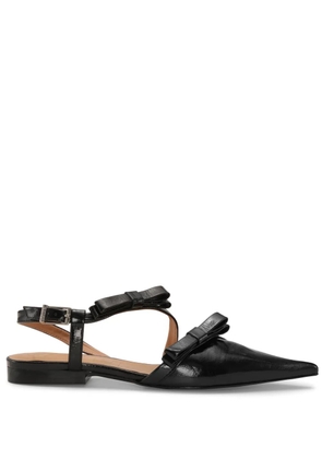 GANNI bow-detail slingback ballerina shoes - Black
