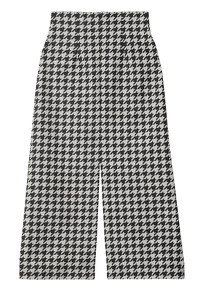 Burberry houndstooth-pattern gabardine cropped trousers - Black