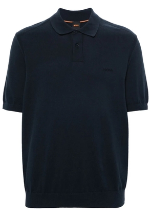 BOSS fine-knit polo shirt - Blue
