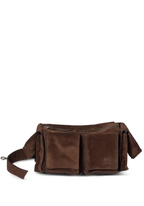 Miu Miu Utilitaire suede shoulder bag - Brown
