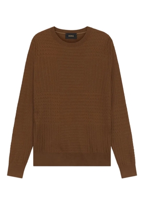 BOSS textured crew-neck sweater - Brown