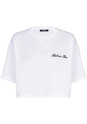 Balmain logo-embroidered cotton T-shirt - White