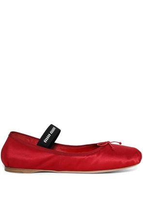 Miu Miu logo-appliqué ballerina shoes - Red