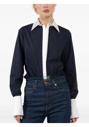 Brandon Maxwell Bradshaw contrast-collar poplin-knit bodysuit - Blue