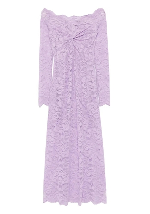 Rabanne Bardot-neckline lace maxi dress - Purple