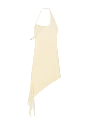 Courrèges asymmetrical satin dress - Yellow