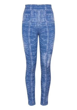 Balmain monogram-jacquard leggings - Blue