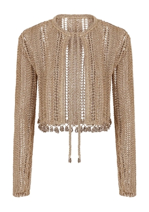Rabanne crochet-knit cardigan - Gold