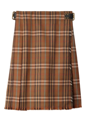 Burberry checked wool midi kilt - Brown
