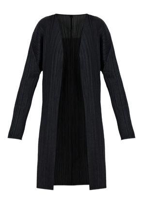 Pleats Please Issey Miyake pleated long coat - Black