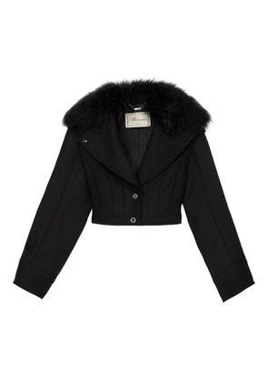 Blumarine faux-fur-collar cropped jacket - Black