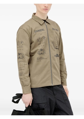 Space Available Inner Space Plant print zip-front shirt jacket - Green