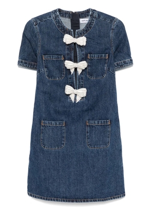 Self-Portrait denim bow mini dress - Blue