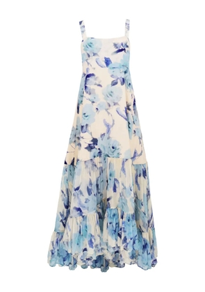AZEEZA Bellevue floral-pattern midi dress - Blue