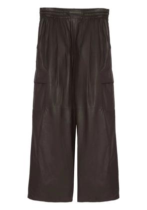 Yves Salomon leather wide-leg trousers - Brown